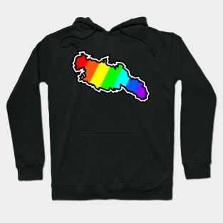 Lasqueti Lisland Silhouette in a Colourful Rainbow Pattern - Bright Colours - Lasqueti Island Hoodie